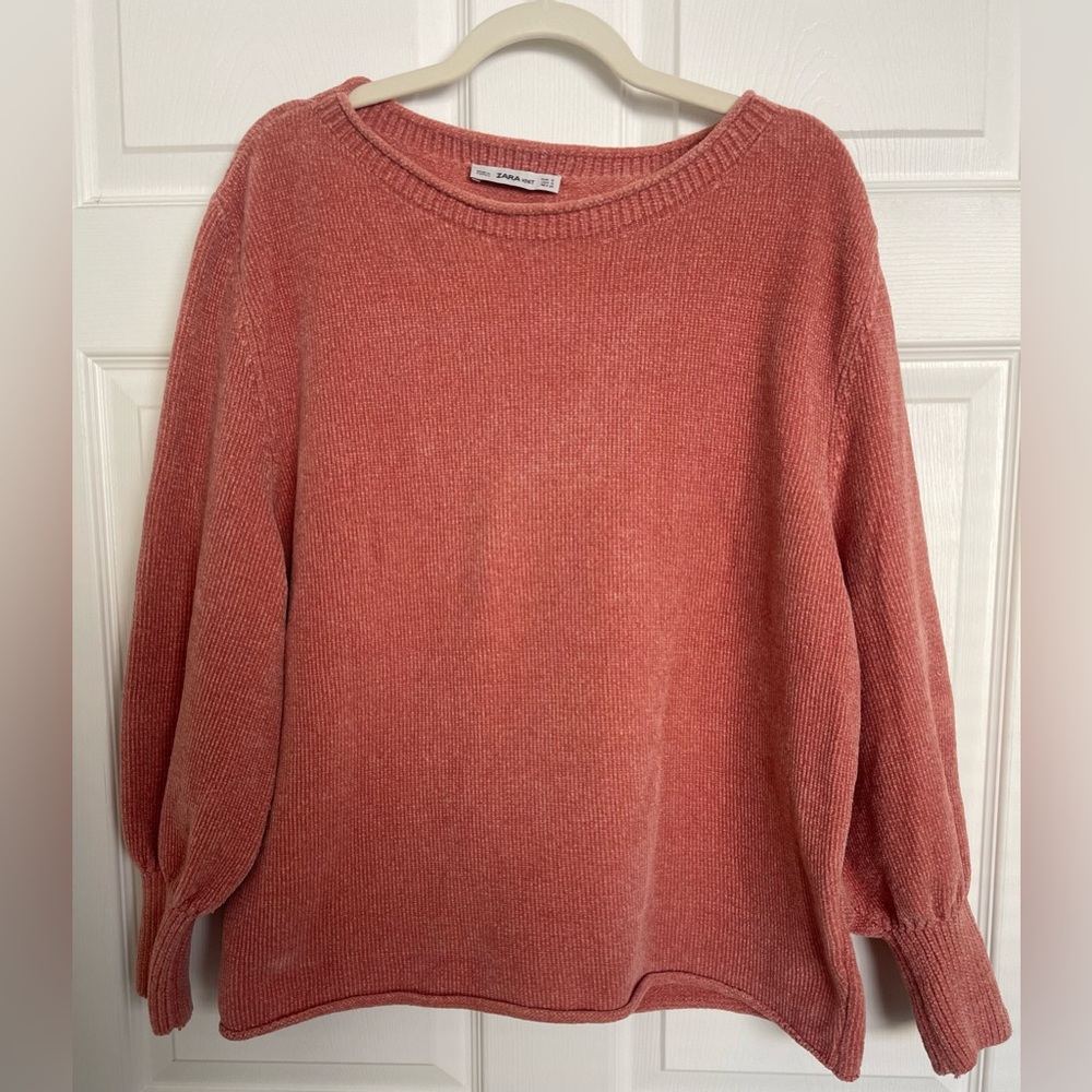 Zara Warm Coral Crew Neck Sweater